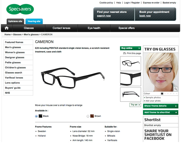 Specsavers website | Mark Nightingale